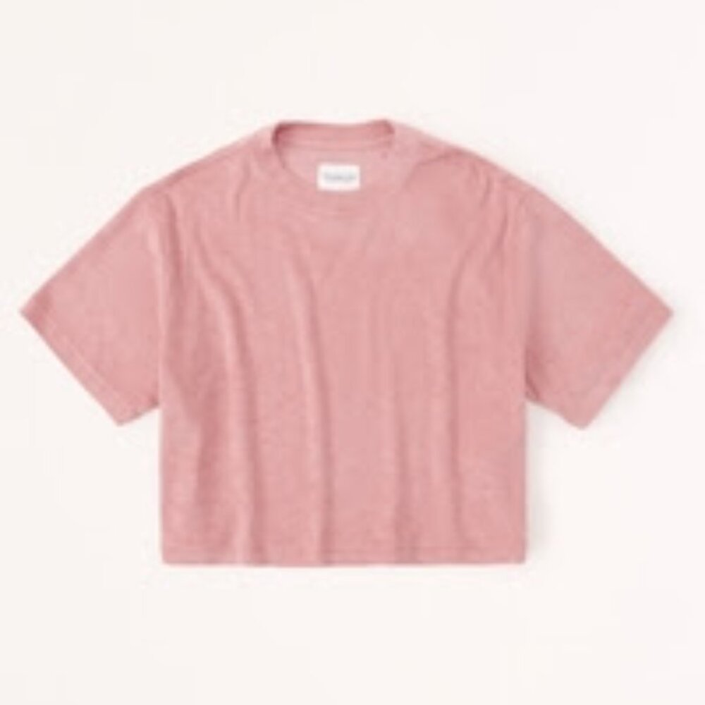 Abercrombie Towel Terry Crew Tee in Pink, size S